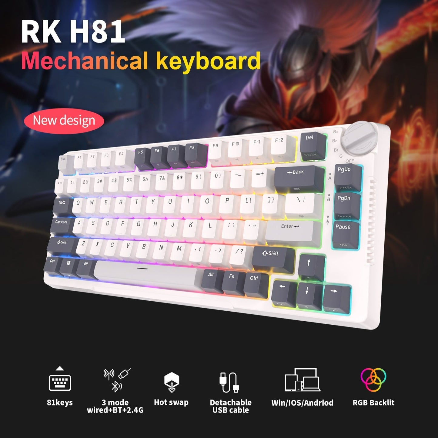 Royal Kludge RK-H81: Tri-mode,Hot-swappable, Gasket-mounted Keyboard