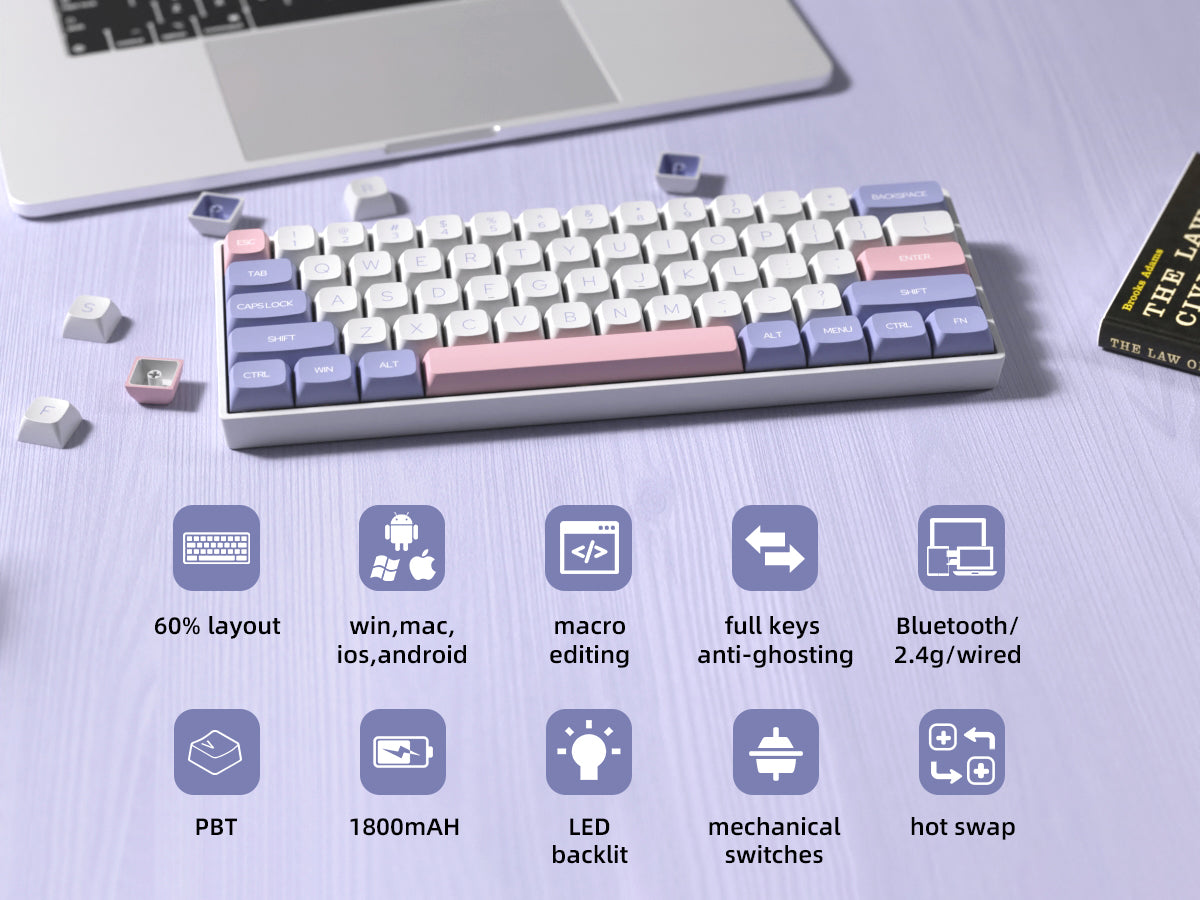 Dustsilver K61 Lilac Hotswap Compact Mechanical Keyboard