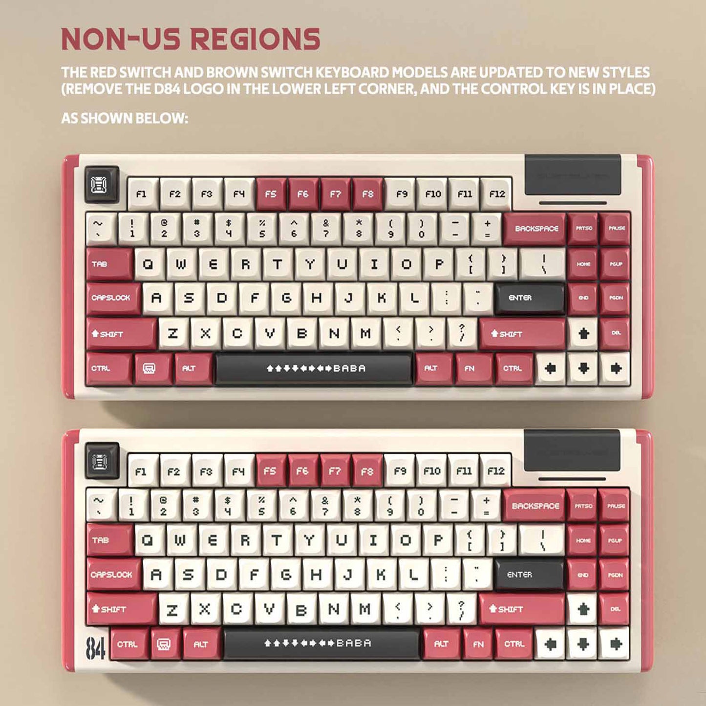 Dustsilver D84 Red & White Hotswap Gaming Keyboard