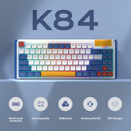 Dustsilver K84 mech Hotswap Wired Mechanical Keyboard