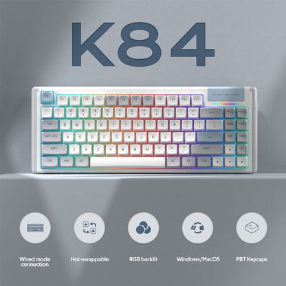 Dustsilver K84 Grey Hotswap Wired Mechanical Keyboard